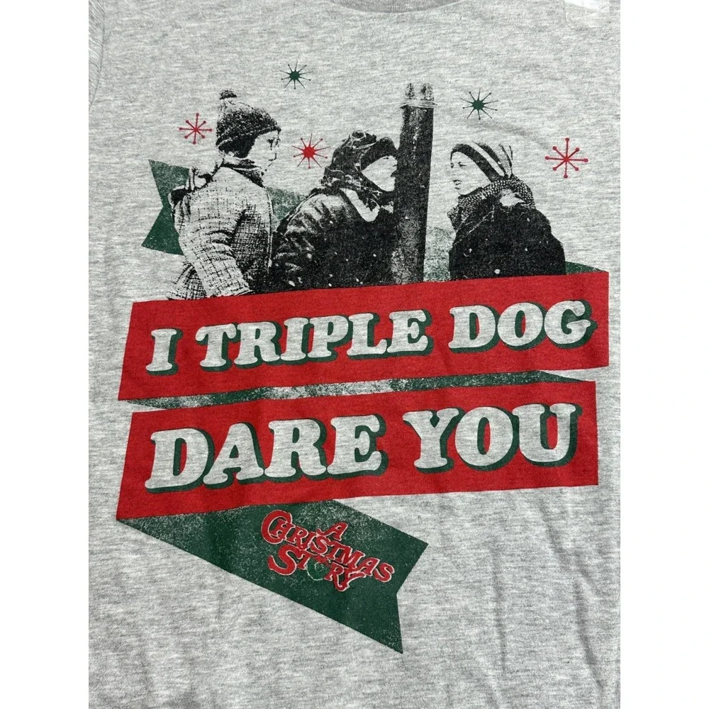 GAP Kids T-Shirt Boys Size Large Gray Long Sleeve‎ A Christmas Story Theme NWT